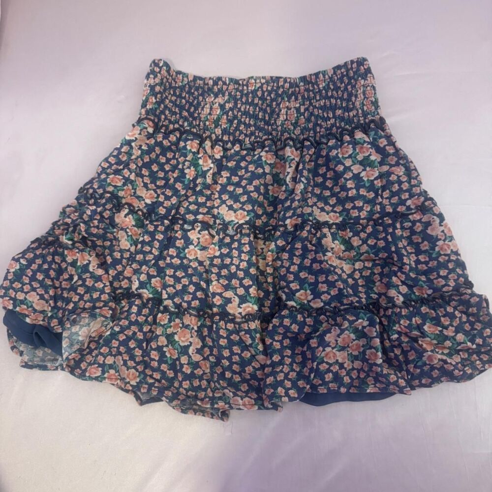 American Eagle Floral Tiered Ruffle Mini Skirt